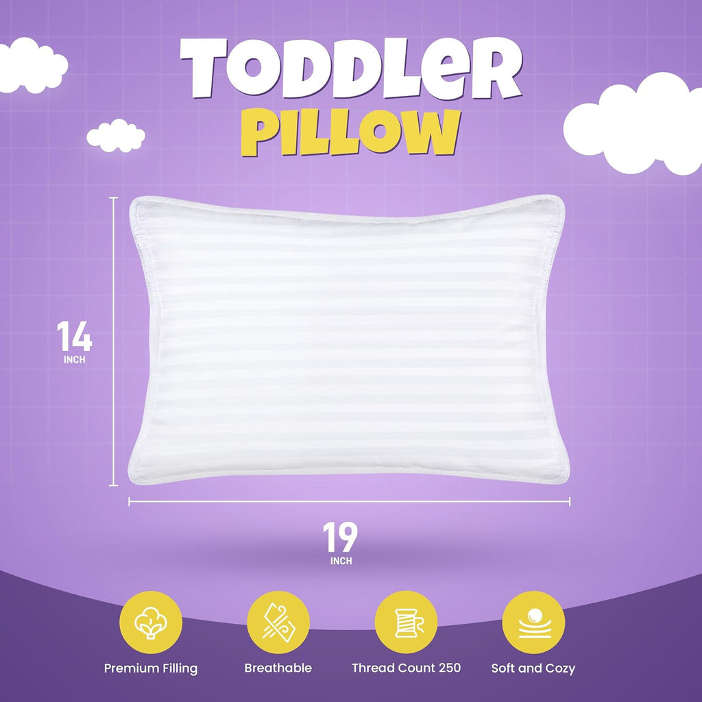 Utopiabedding Utopia Bedding Toddler Pillow (White, 2 Pack), 14x19 Small Pillow for Kids, Soft and Breathable Cotton Blend Shell, Polyester…