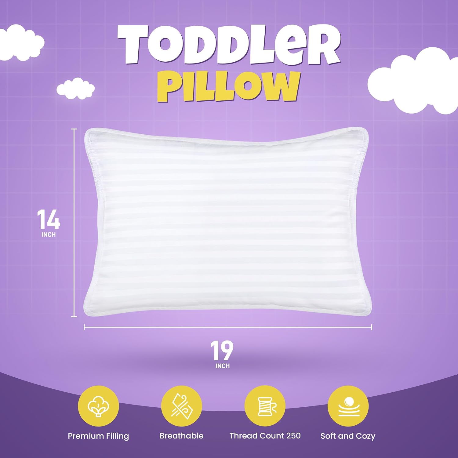 Utopiabedding Utopia Bedding Toddler Pillow (White, 2 Pack), 14x19 Small Pillow for Kids, Soft and Breathable Cotton Blend Shell, Polyester…