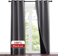 Nicetown Grey Full Shade Curtain Panels, 37" Wide x 80" Long, Gray, Pair of Thermal Insulated & Energy Efficiency Blackout Curtains for Liv…