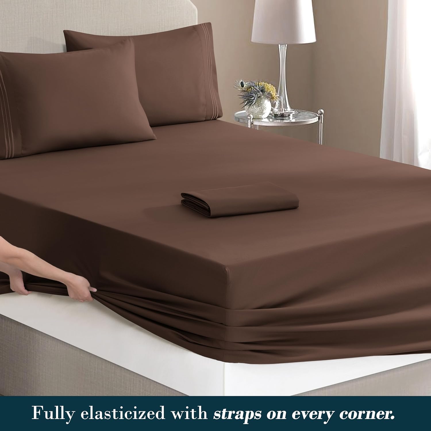MocassiLuxuryBedding Mocassi Luxury 4-Piece Sheet Set, Ultra Soft 1800 Hotel Quality Microfiber Sheet Set, Fits Mattresses Up to 18 to 24 I…