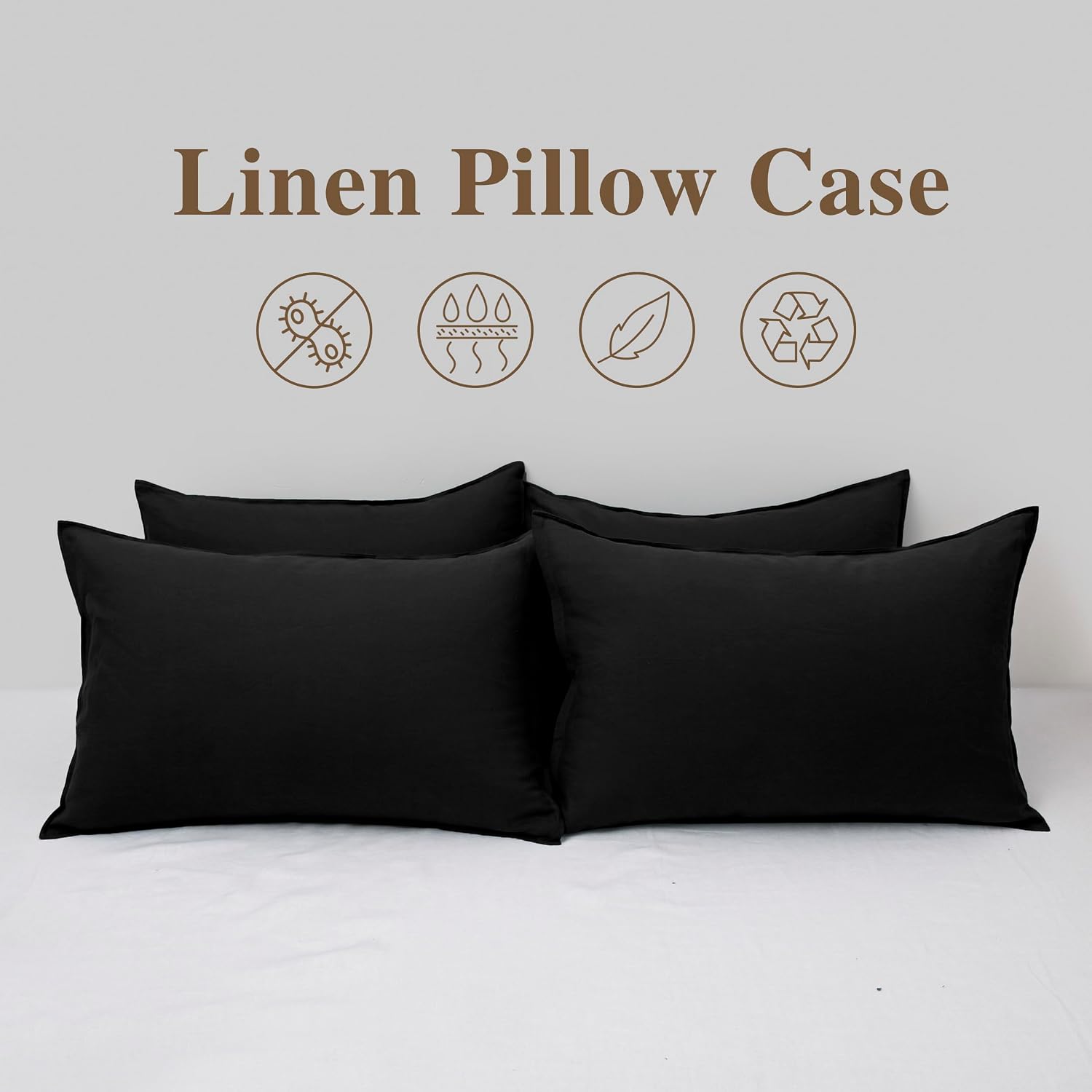 Chuffed Linen Pillowcases 2 Pack 100% Linen Standard Pillow Cases, Breathable and Cooling Washed Pillowshams with Zipper Closure, 20x30 Inc…