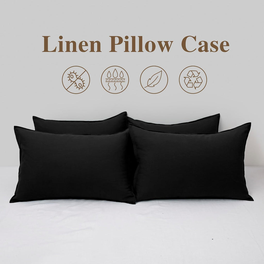 Chuffed Linen Pillowcases 2 Pack 100% Linen Standard Pillow Cases, Breathable and Cooling Washed Pillowshams with Zipper Closure, 20x26 Inc…