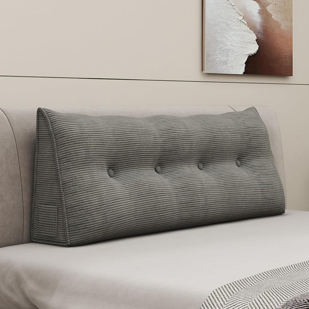 Headboard Wedge Pillows for Sitting Up in Bed Rest Adult, Triangular Upholstered Stuffed Reading Pillow for Sofa Couch Back Cushions…