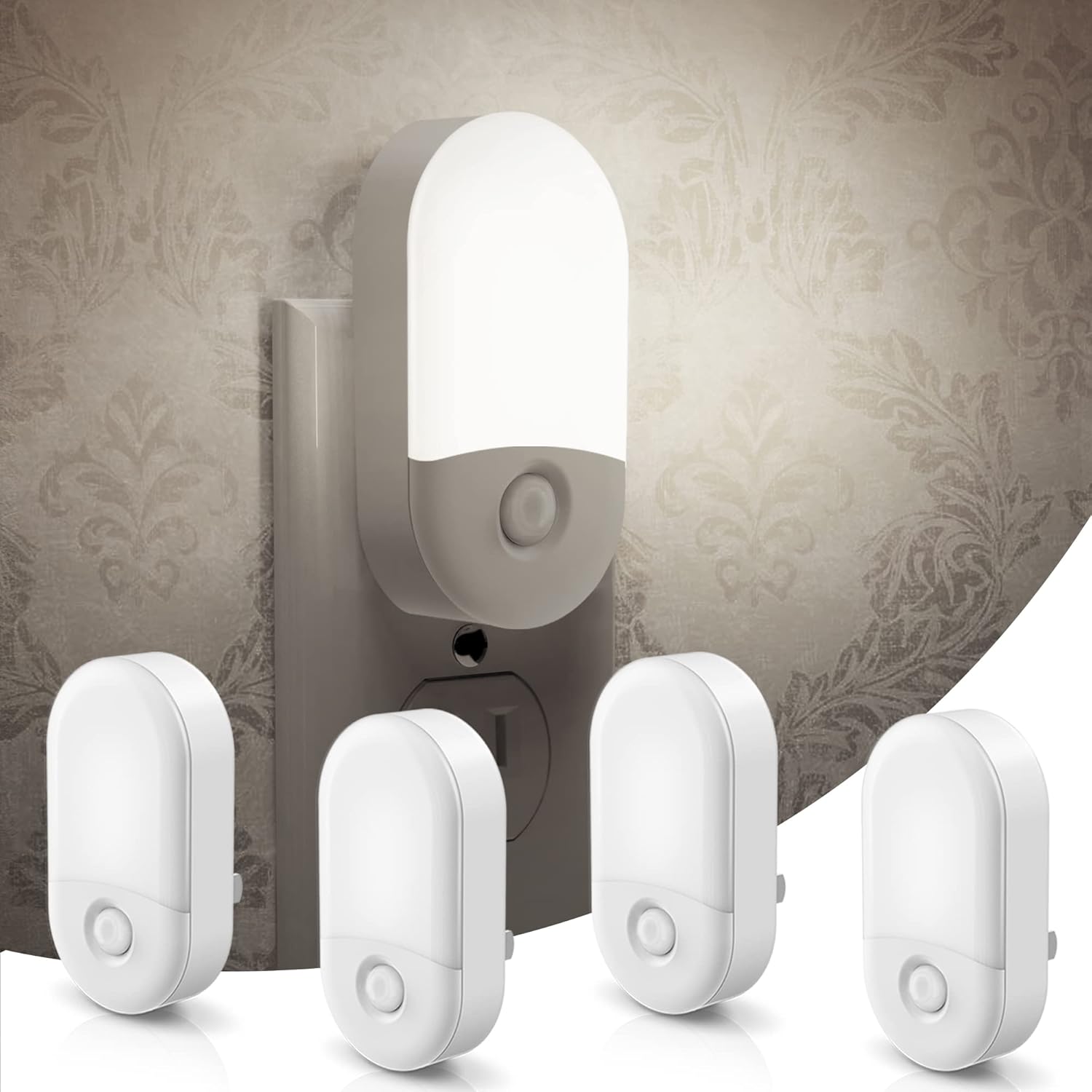 L LOHAS LED Night Light Plug in, 4 Pack 0.6W LED Night Light for Kids, Auto Dusk to Dawn Sensor Bright Nightlight, Daylight White 5000K…