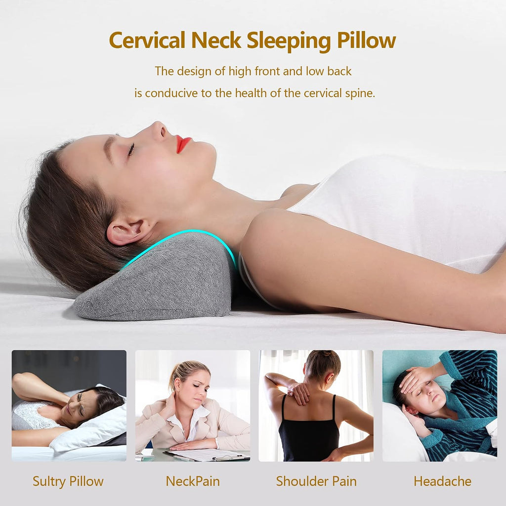 Cozyth Cervical Neck Pillows for Sleeping, Memory Foam Neck Bolster Support Pillow and Shoulder Relaxer for Stiff, Neck Support Pillow…