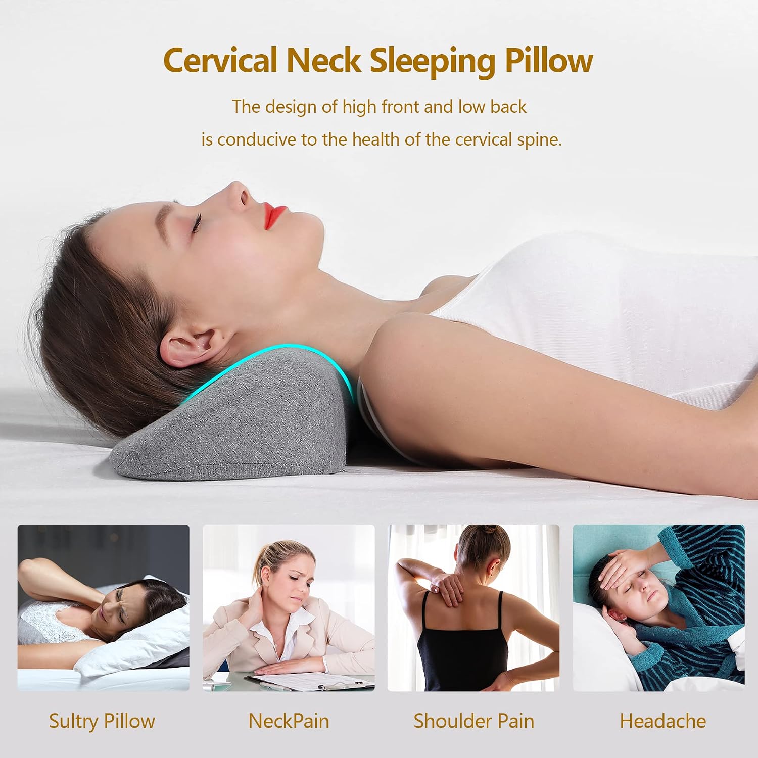 Cozyth Cervical Neck Pillows for Sleeping, Memory Foam Neck Bolster Support Pillow and Shoulder Relaxer for Stiff, Neck Support Pillow…