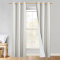 NICETOWN 100% Blackout Linen Texture Curtains 80 inches Long, Ivory, 2 Pcs, Thermal Insulated Full Blackout 2-Layer Lined Drapes, Energy…