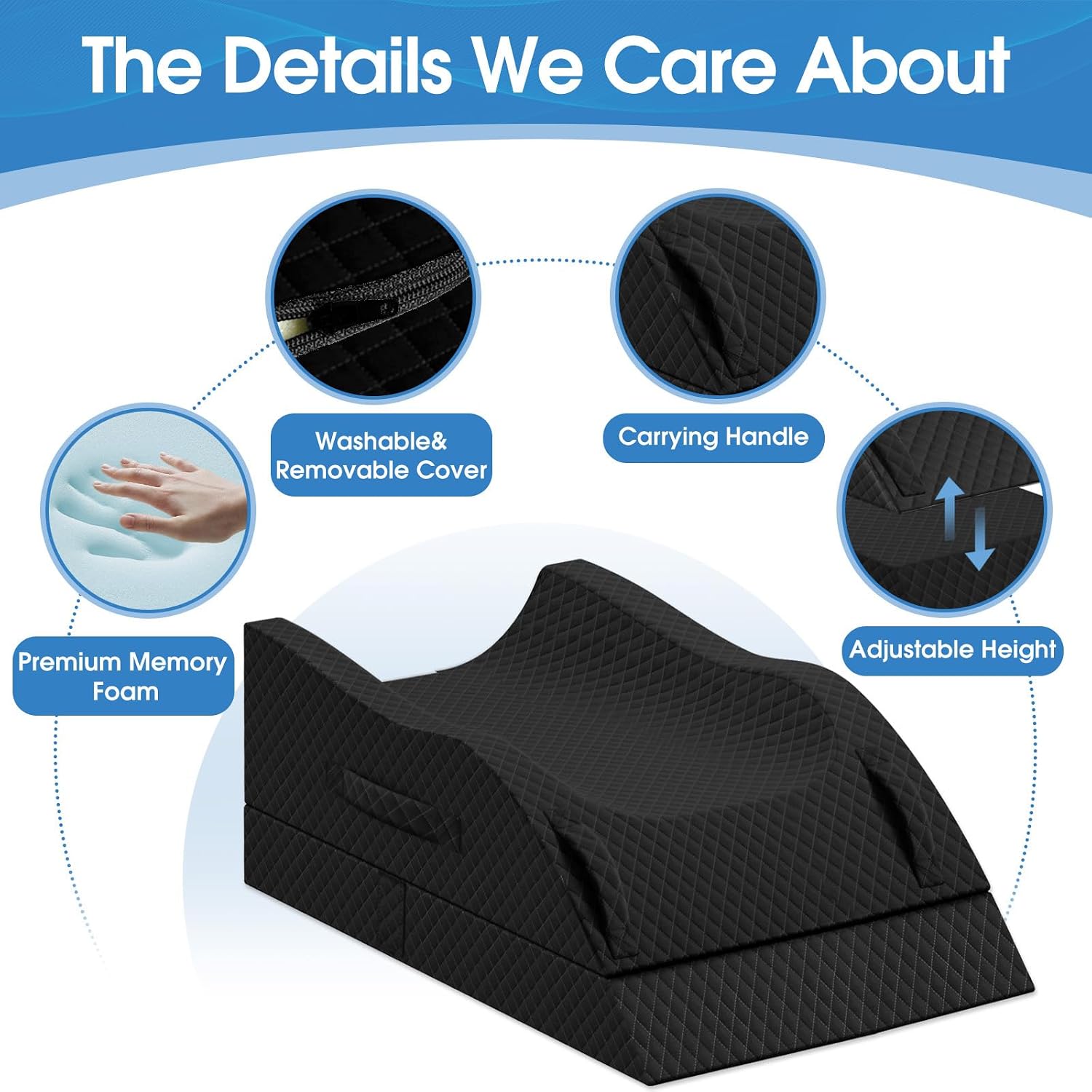 TranquilRelax TranquilRelax Elevation Pillows for Leg After Surgery, Memory Foam Adjustable Wedge Pillow for Injury or Rest, Ankle P…