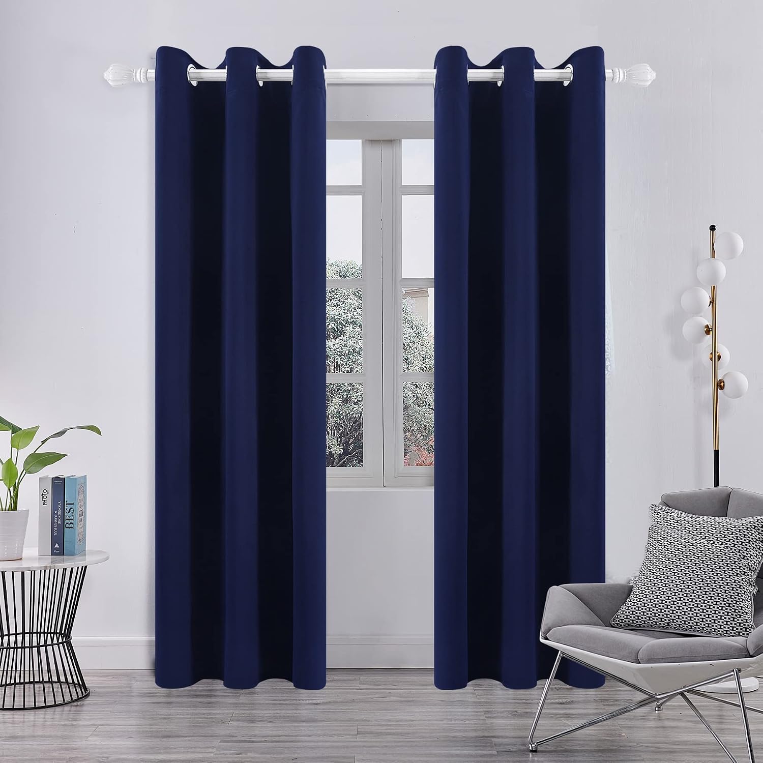 Pickluc Deep Navy Blackout Curtains 84 Inch Length 2 Panel Set, Solid Grommet Drapes for Bedroom or Living Room, Light Blocking and Thermal…