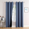 ChrisDowa 100% Blackout Curtains for Bedroom with Black Liner, 2 Thick Layers Total Blackout Thermal Insulated Grommet Window Curtains 2 Pa…