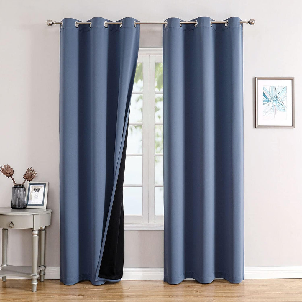 ChrisDowa 100% Blackout Curtains 72 inch Long for Bedroom with Black Liner, 2 Thick Layers Total Blackout Thermal Insulated Grommet Window…