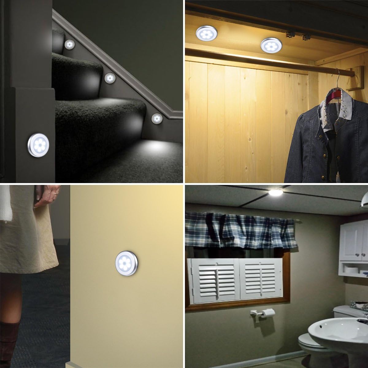 AMIR Upgraded 3.15” Motion Sensor Light, Cordless Battery-Powered LED Night Light, Stick-Anywhere Closet Lights Stair Lights, Safe Lights…