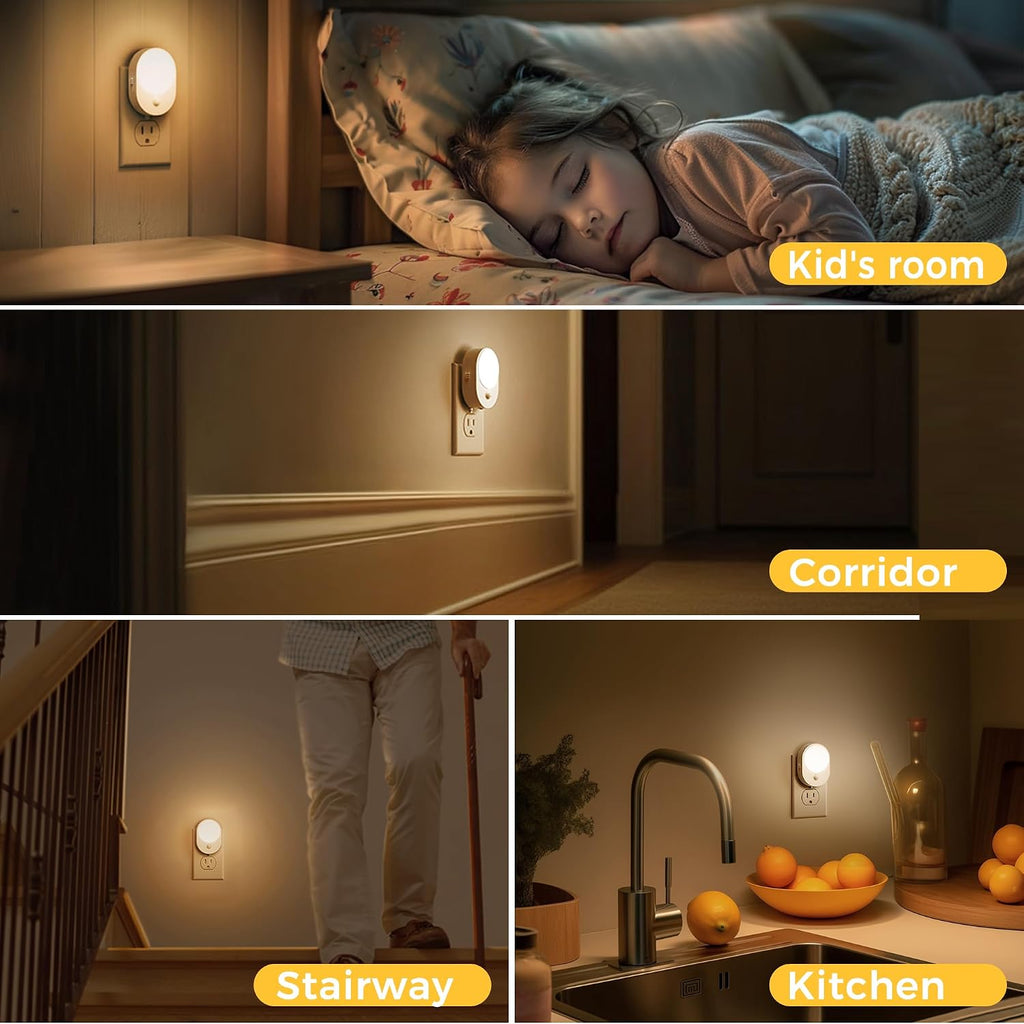 L LOHAS LED Plug in Night Light with Motion Sensor and Dusk to Dawn Sensor,[4-Pack] Night Lights Plug into Wall,3000K Soft…