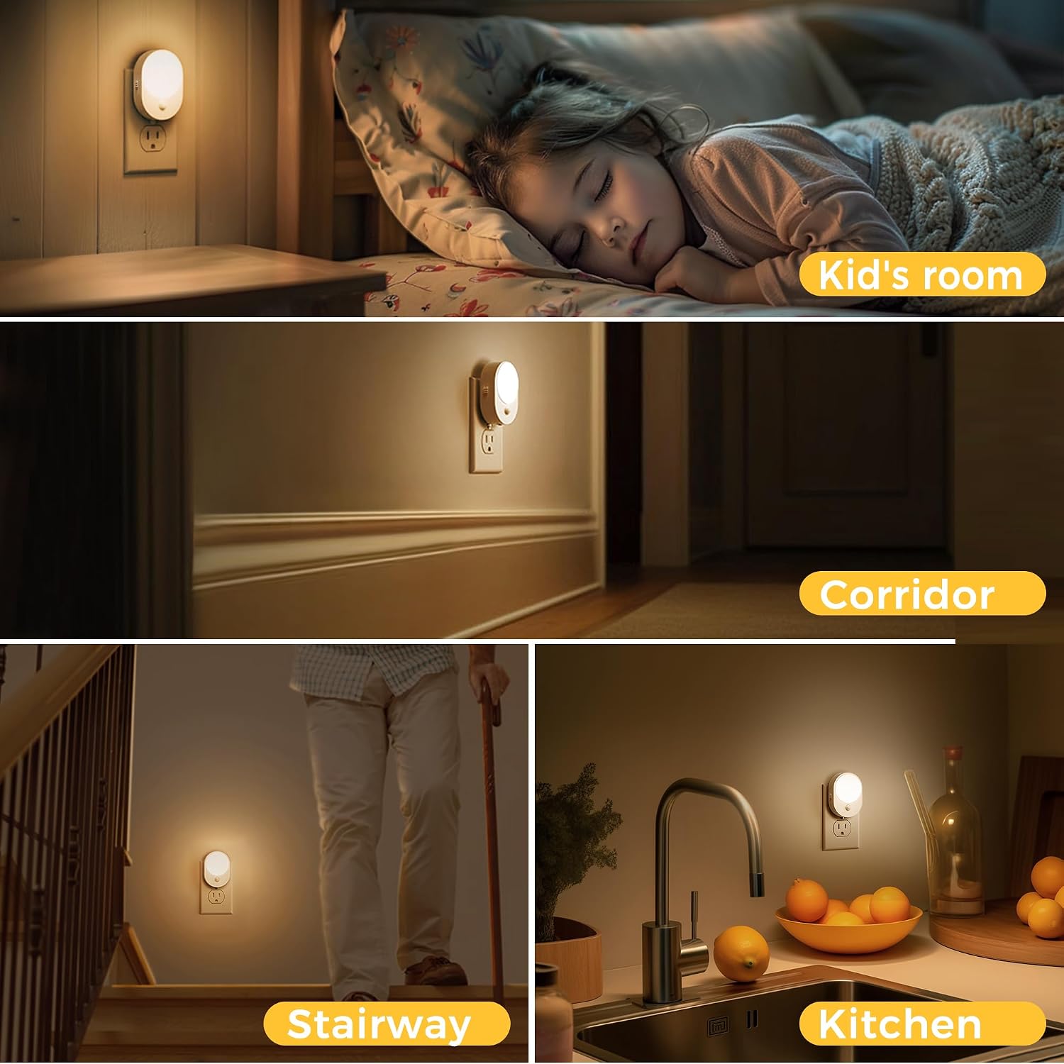 L LOHAS LED Motion Sensor Night Light,[2-PACK] Night Lights Plug into Wall, Motion Sensor and Dusk to Dawn Sensor,3000K Soft…