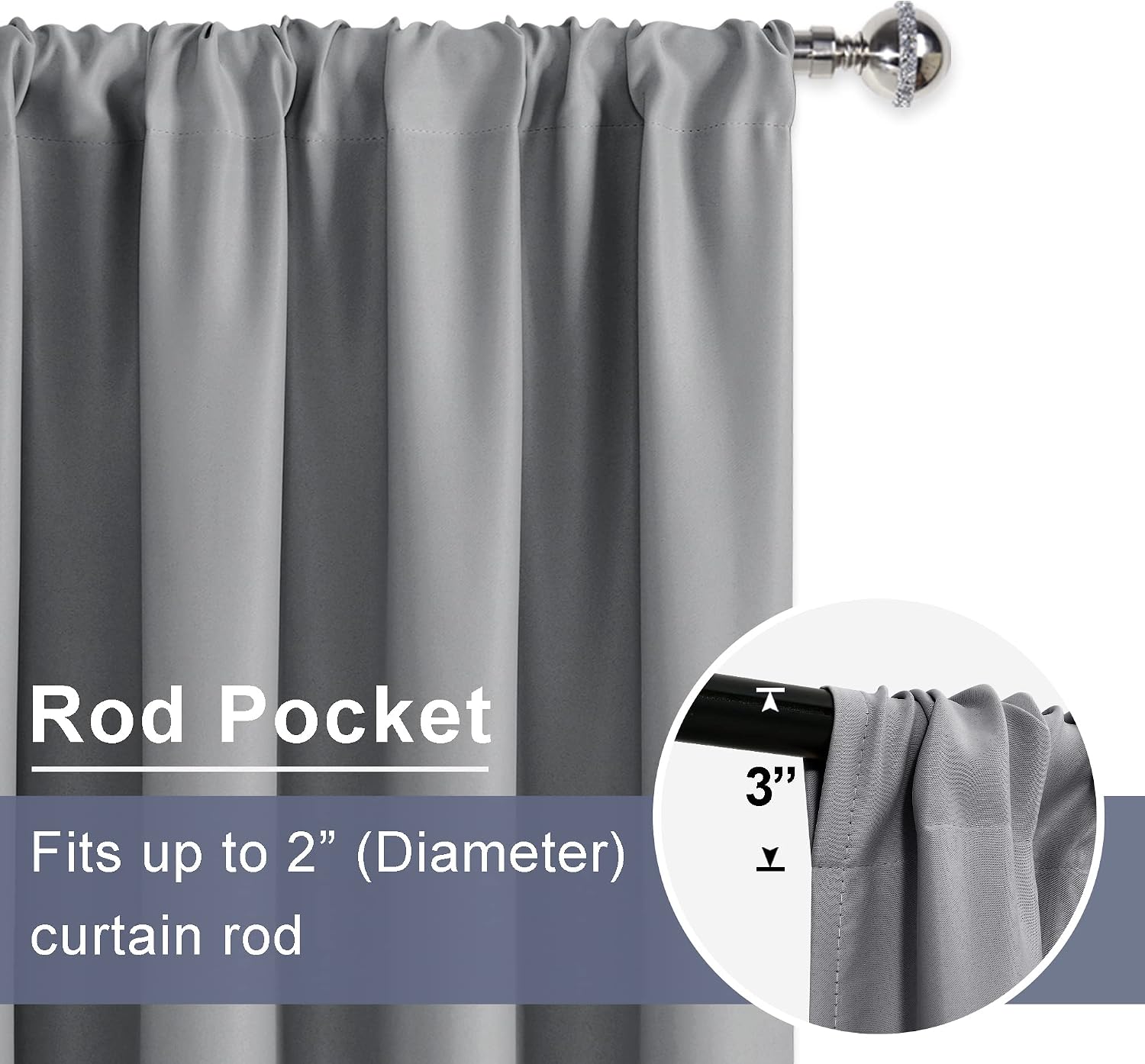 Jiuzhen Blackout Curtains for Bedroom - Thermal Insulated Room Darkening Noise Reducing, 52 x 63 Inch Length Curtains for Living Room, Set…