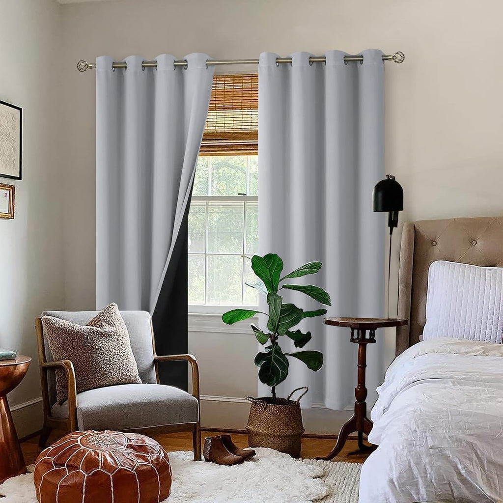 BGment Light Grey Blackout Curtains for Bedroom Window 84 Inch Length 2 Panels Set, 100% Light Blocking Thermal Insulated Grommet Drapes fo…