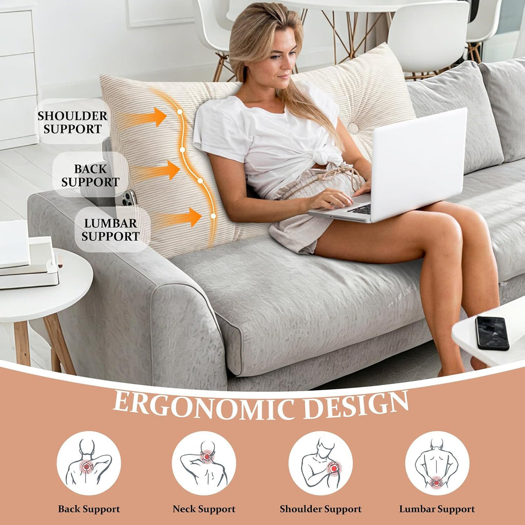 Wedge Pillows Headboard Twin XL Backrest Pillows for Sitting Up in Bed Rest Large Triangle Bolster Cushion Daybed Pillow Lumbar Support…