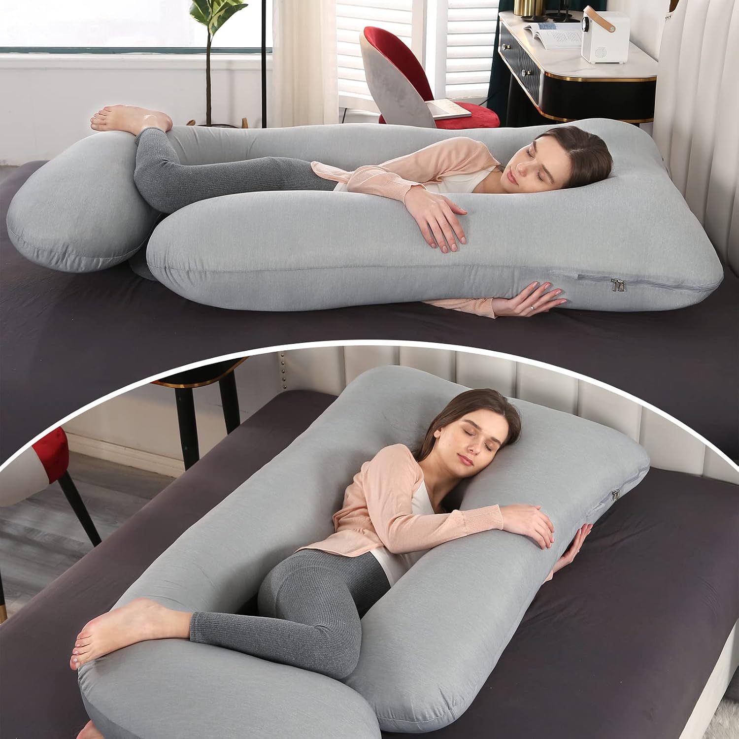 Elover Cooling Pregnancy Pillows for Sleeping, U Shaped Full Body Pillow with Removable Cover, Pregnant Women Must Haves, Maternity Essential,…