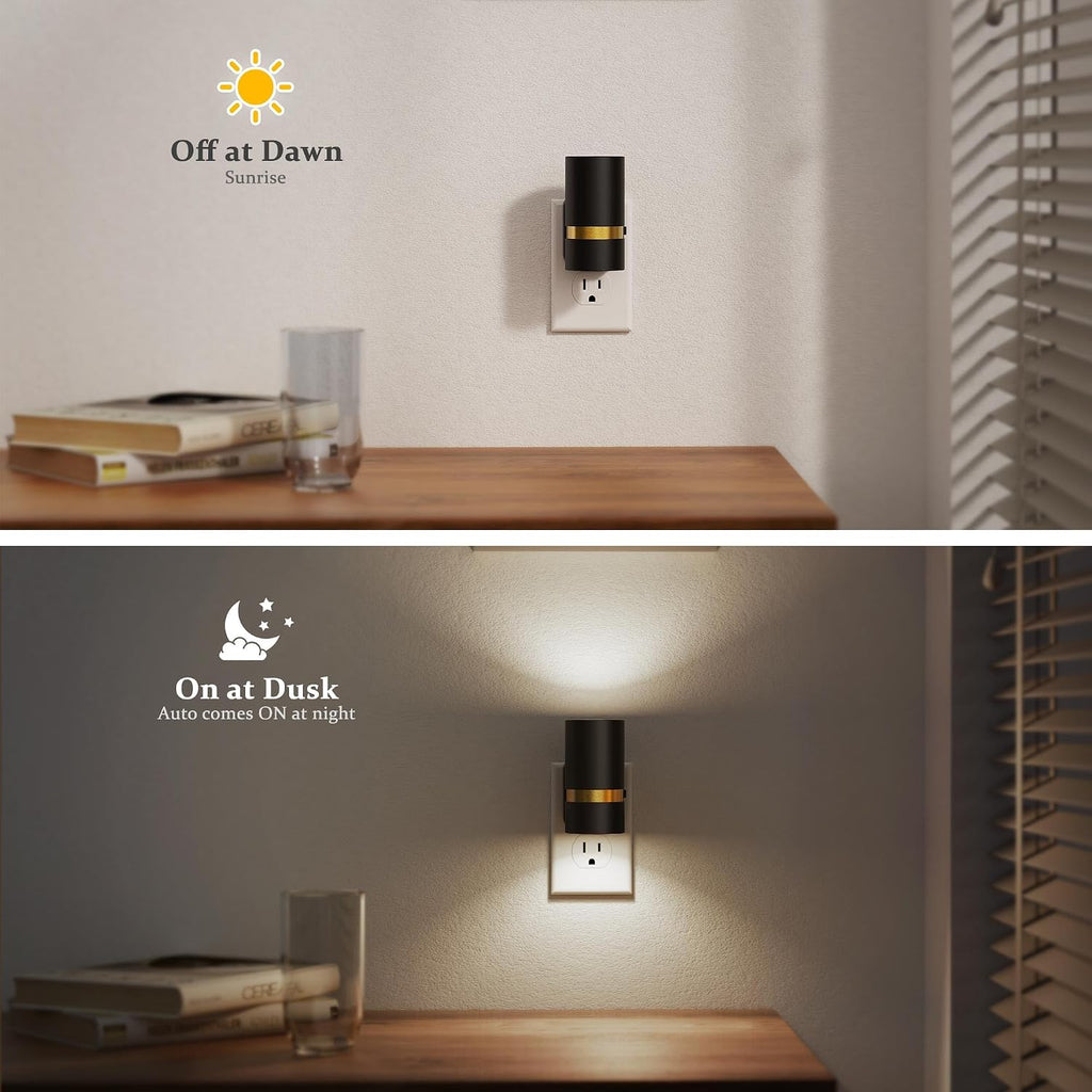 JandCase Night Lights Plug into Wall, Automatic Night Light with Dusk to Dawn, 2 Pack 0-100LM Dimmable Plug in LED Nightlight 5000K…
