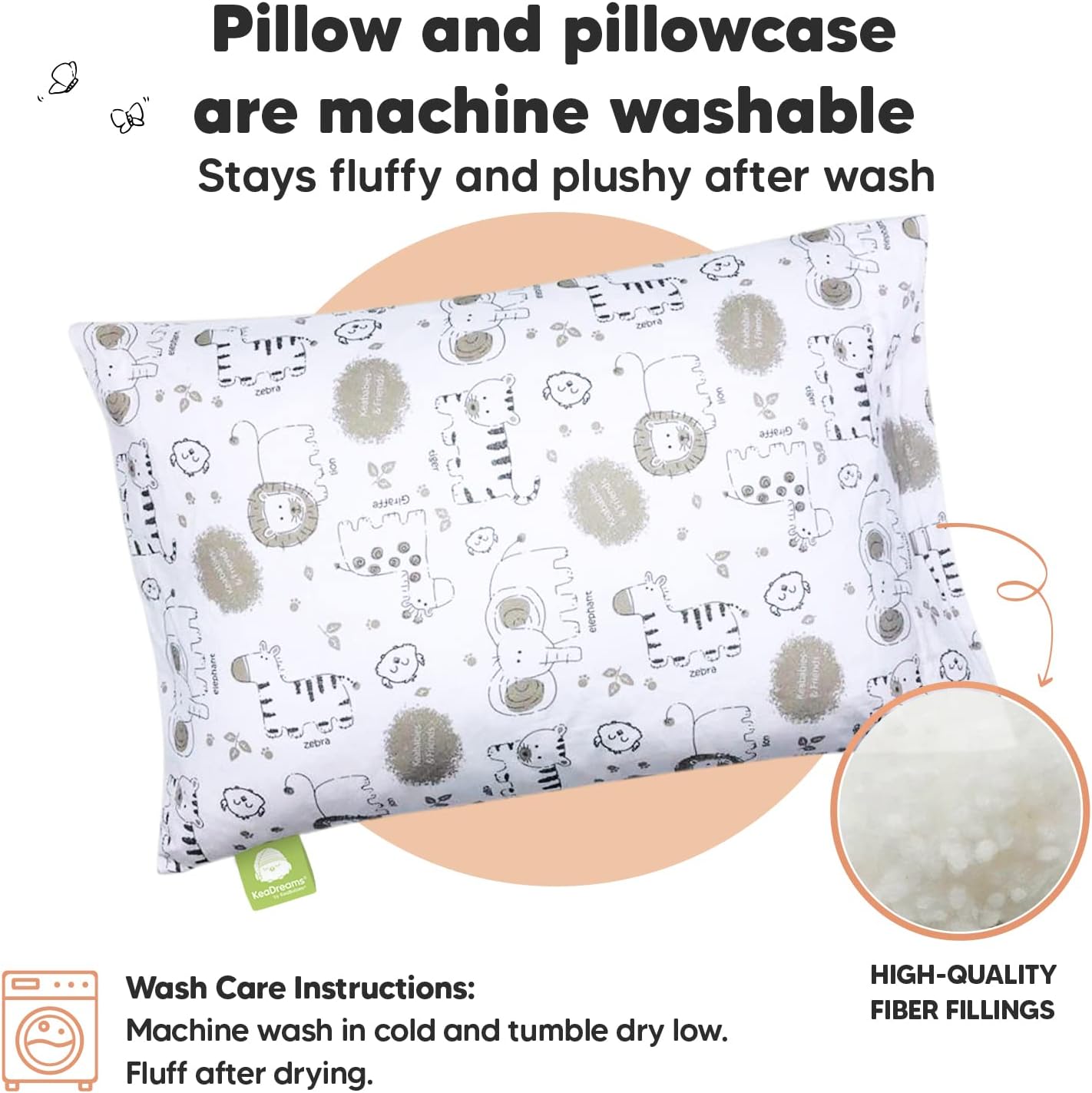 Toddler Pillow with Pillowcase - 13x18 My Little Dreamy Kids Travel Bed Pillows for Sleeping, Organic Cotton Small Pillowcase, Soft &…