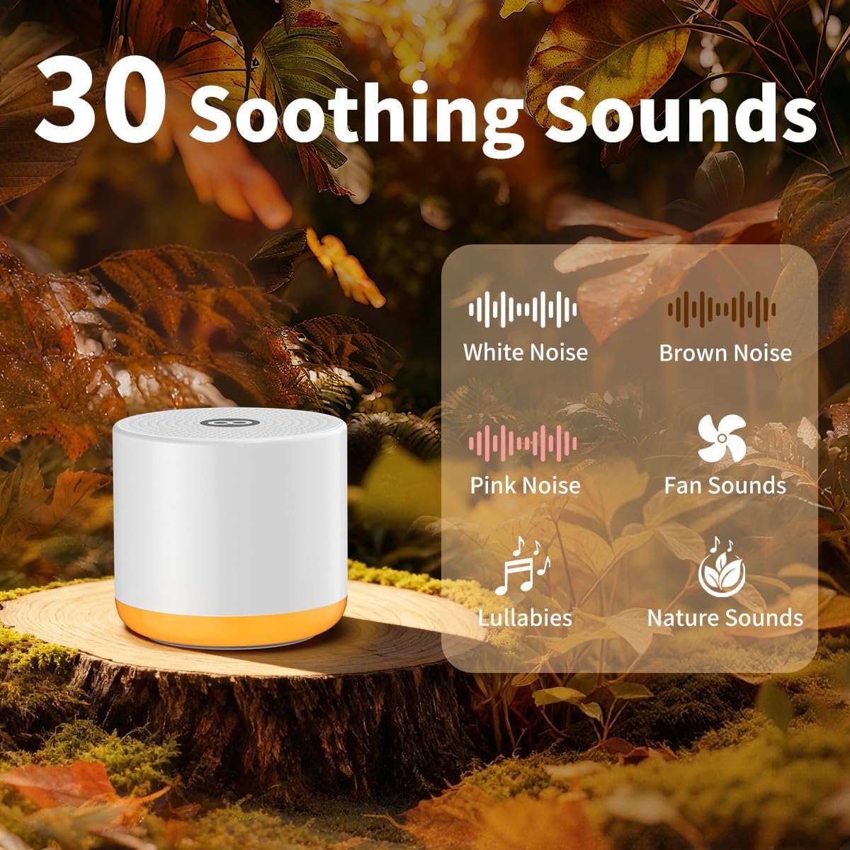 Hushingwhitenoisemachine Portable White Noise Machine Mini Sound Machine with Light 30 Soothing Sounds Rechargeable for Adults Baby Kids Sl…