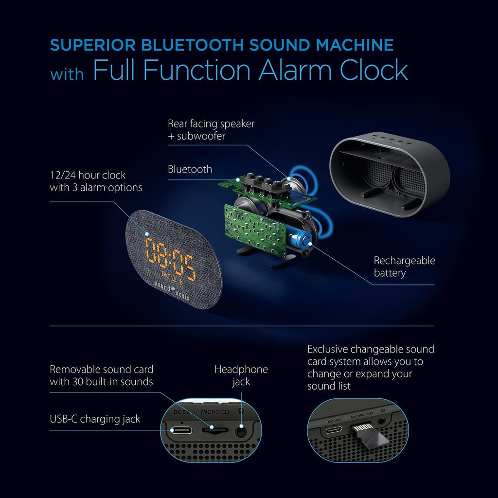 SoundOasis Sound Oasis® Bluetooth® Sleep Sound relaxation System® Alarm Clock - Sleep Better, Manage and Mask Tinnitus, 30 Built-in…