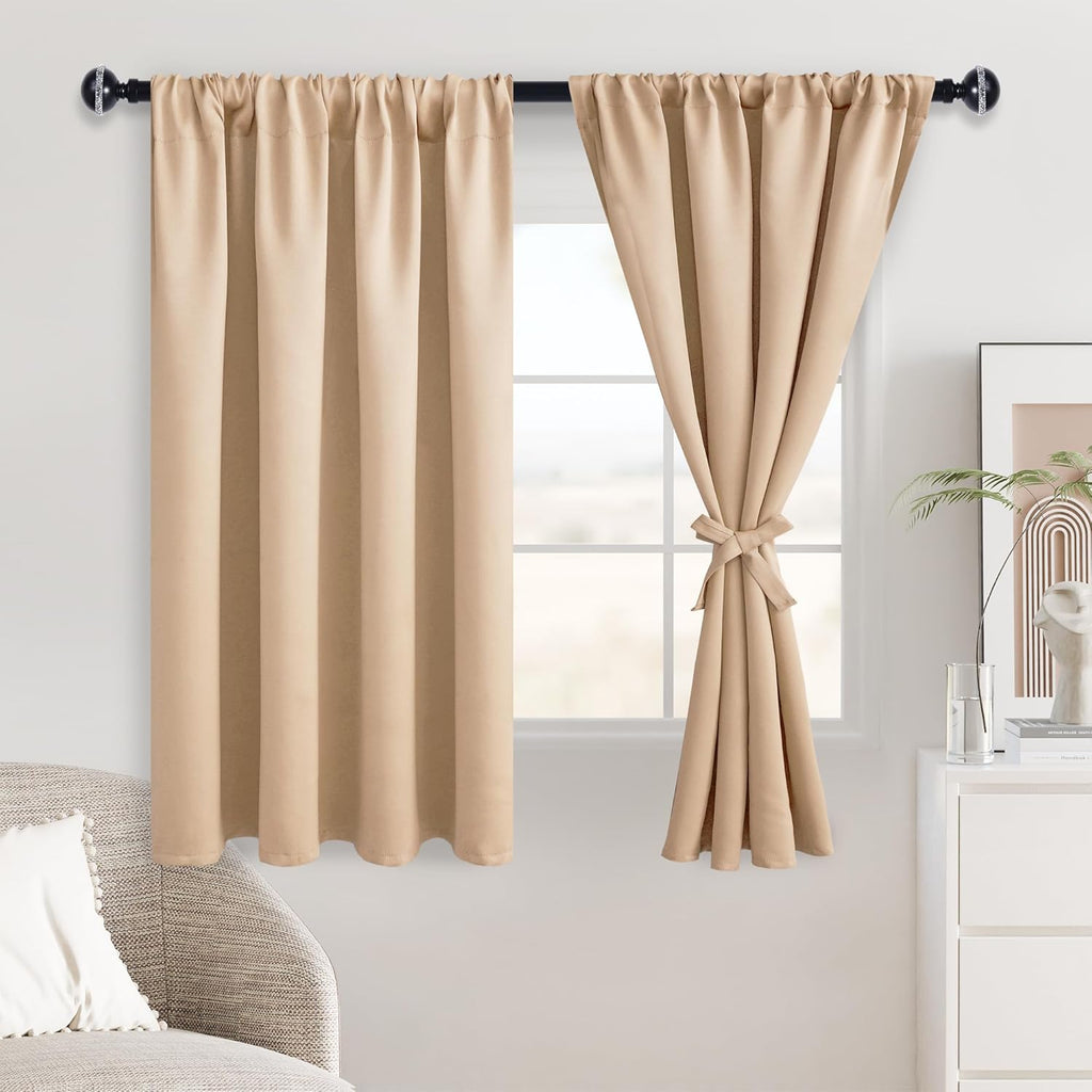 Jiuzhen Blackout Curtains for Bedroom - Thermal Insulated Room Darkening Noise Reducing, 52 x 54 Inch Length Curtains for Living Room, Set…
