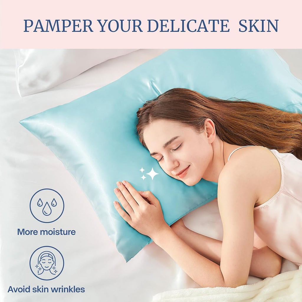 Bedelite Satin Pillowcase for Hair and Skin, Super Soft and Cooling Similar to Silk Pillow Cases 2 Pack with Envelope Closure, Gift for Wom…