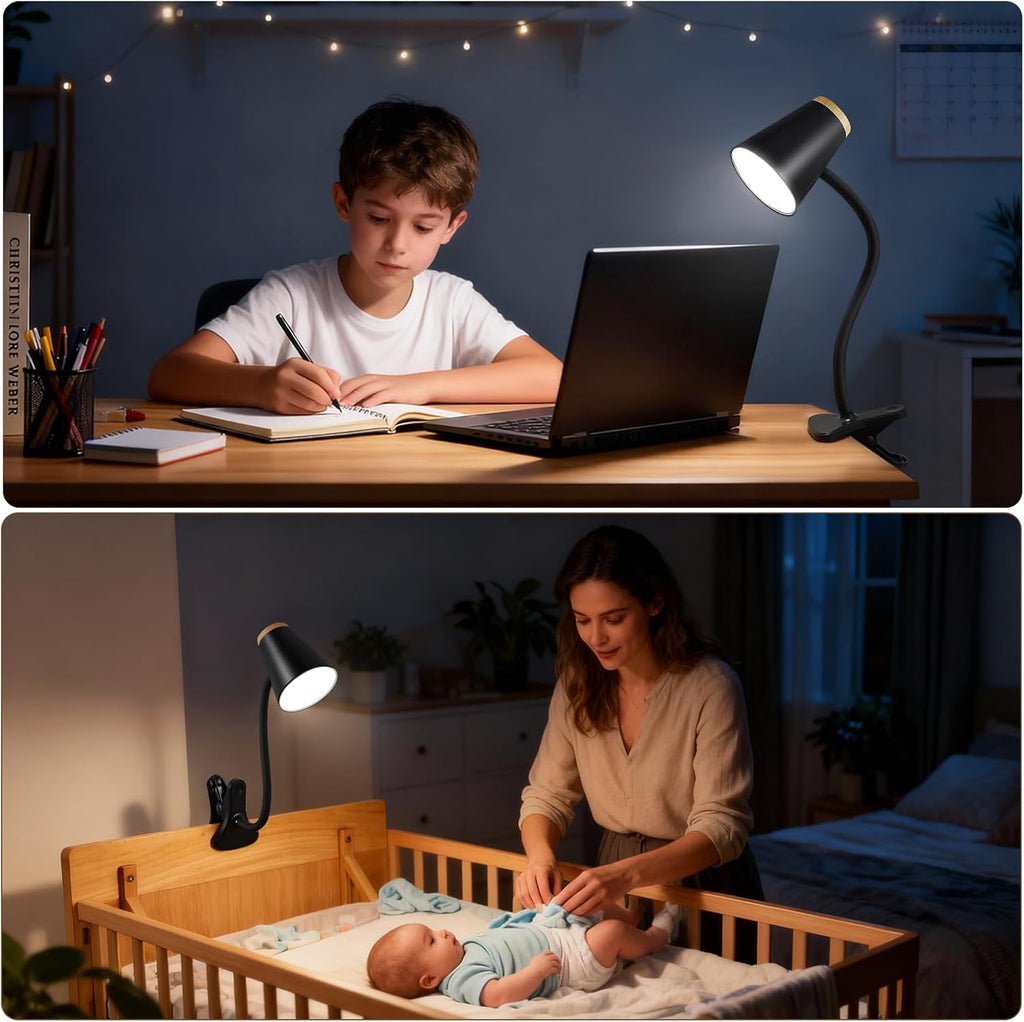 WelcometoEJIAXIN EJIAXIN Clip on Desk Lamp for Home Office - Small LED Touch Dimmable Reading Light for College Dorm Room - Adjustable Flex…