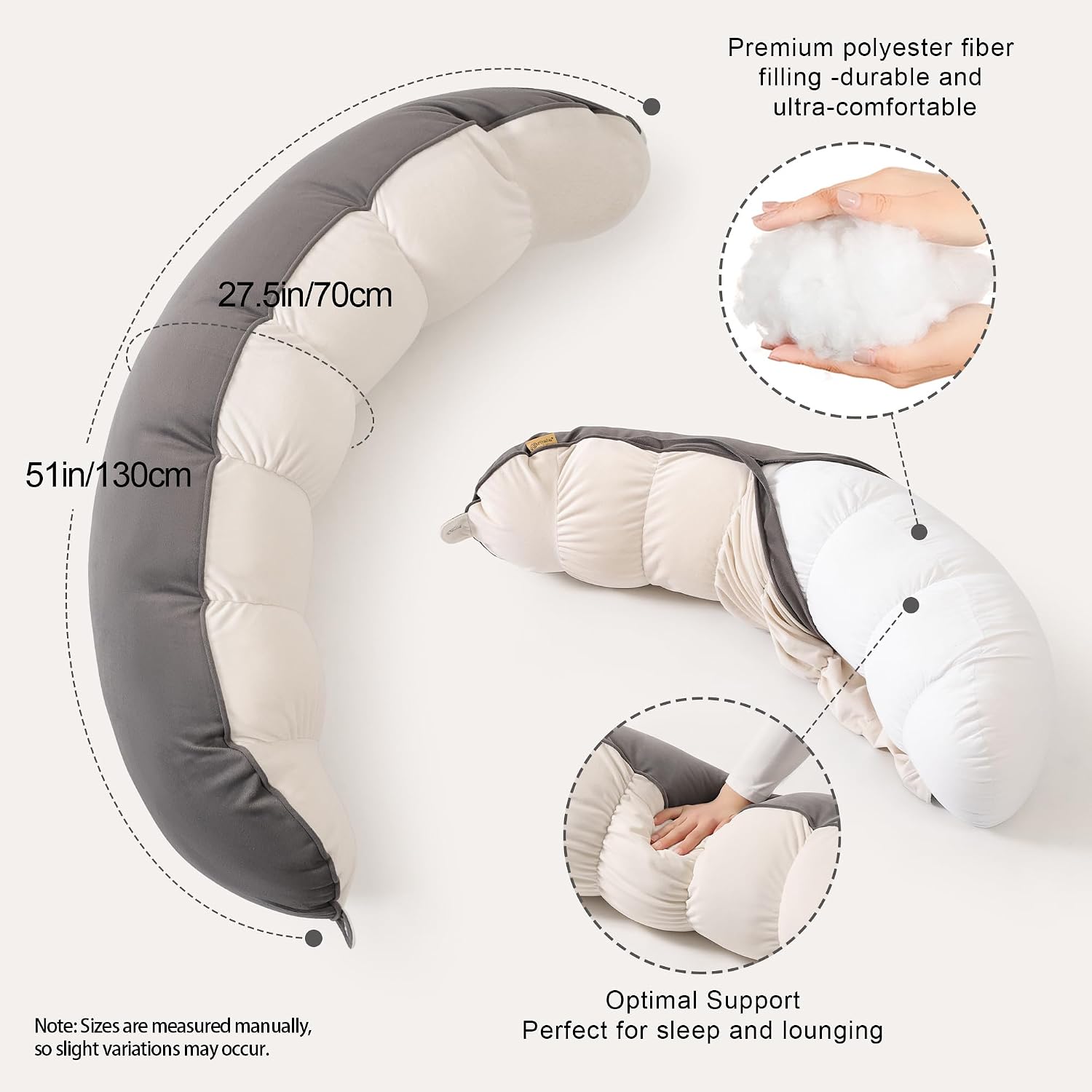 Peallow(Pat. Pend) – Long Round Body Pillow for Adults, Bolster Pillow for Sleeping, Soft and Supportive Pillow for Sleeping & Lumbar…
