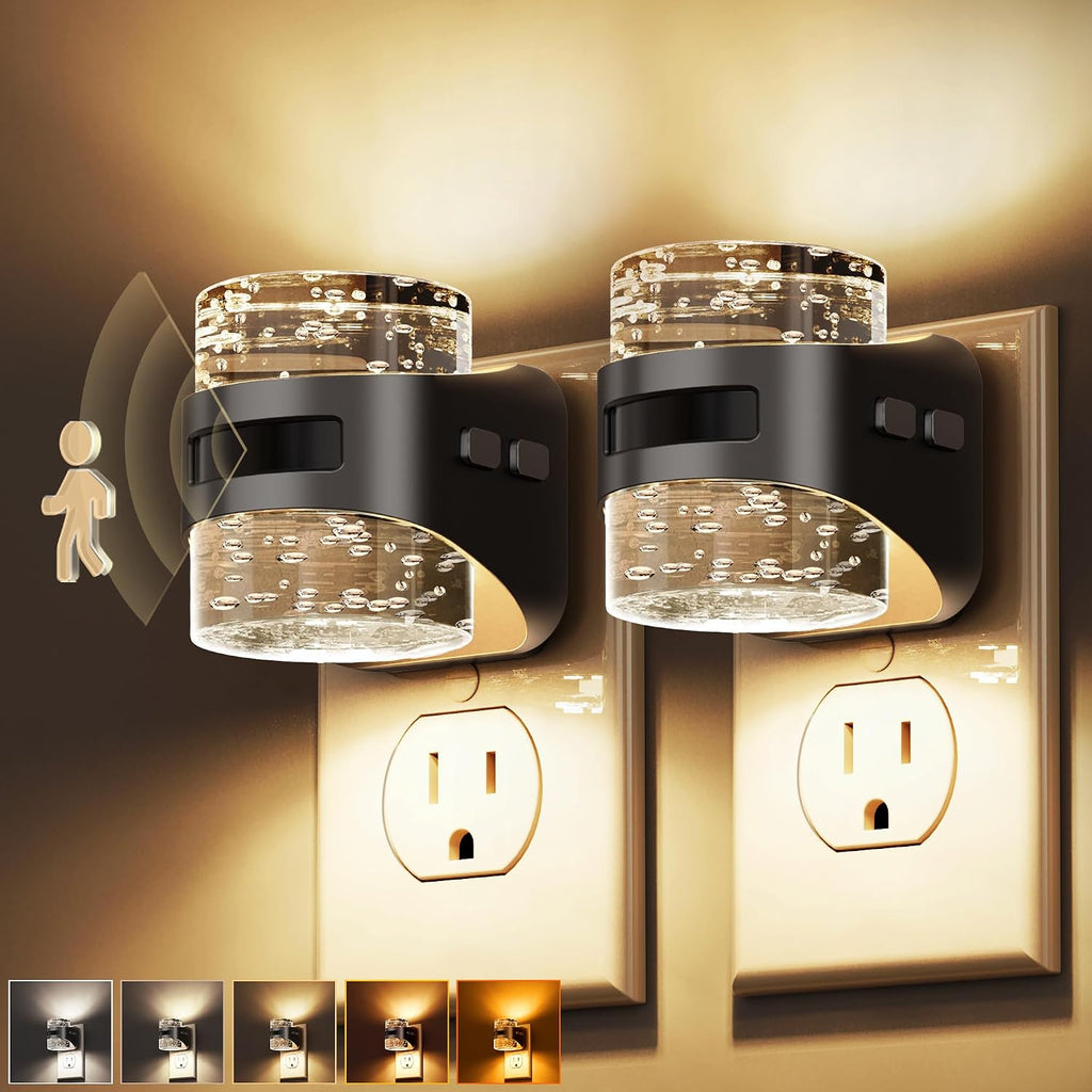 Llohasled L LOHAS LED Motion Sensor Night Light, Bubble Night Lights Plug into Wall,2 Pack 5CCT Color Temperature Change Night-Light, Dimmab…