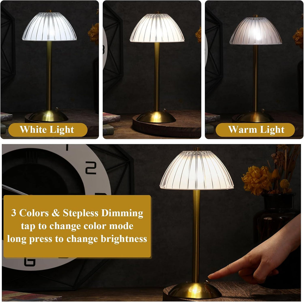 Liliful 8 Pcs Cordless Table Lamp Rechargeable Touch LED Small Gold Portable Battery Operated USB-c Desk Lamp 3 Color Dimmable for…