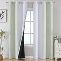 Estelartextiler Estelar Textiler Sage and Greyish White Room Darkening Blackout Curtains 84 Inch Length 2 Panels Set for Living Room, Therm…