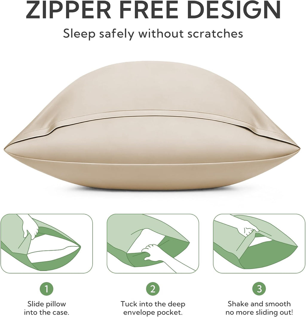MR&HM Standard Pillow Cases Set of 2, Cooling Pillow Case for Hot Sleepers 20"x26", Breathable & Moisture Wicking, Soft Envelope Pillo…