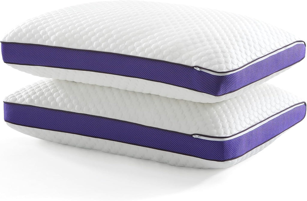 Bpc Shredded Memory Foam Pillows Queen Size, Cooling Bed Pillows for Sleeping, Adjustable Firm Soft Support for Side Back Stomach Sleepers,…