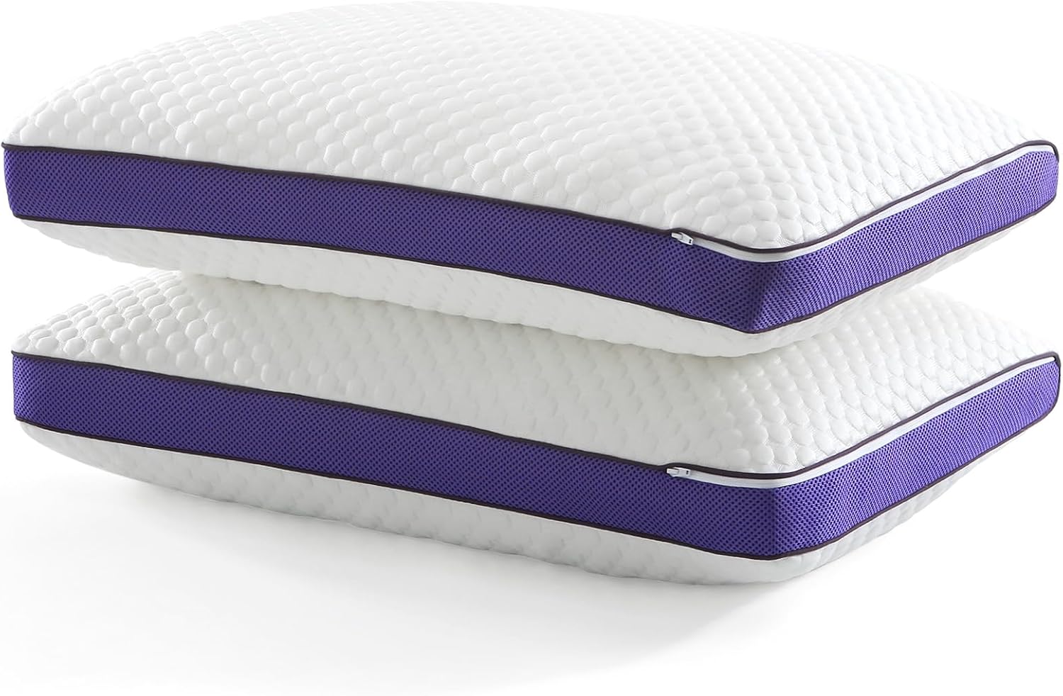 Bpc Shredded Memory Foam Pillows Queen Size, Cooling Bed Pillows for Sleeping, Adjustable Firm Soft Support for Side Back Stomach Sleepers,…