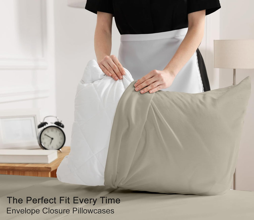 Ruvanti 100% Cotton Percale Sheets Queen Size – Crisp Cooling Bed Sheets for Hot Sleepers, Deep Pocket 16”, Soft Breathable & Durable Hotel…