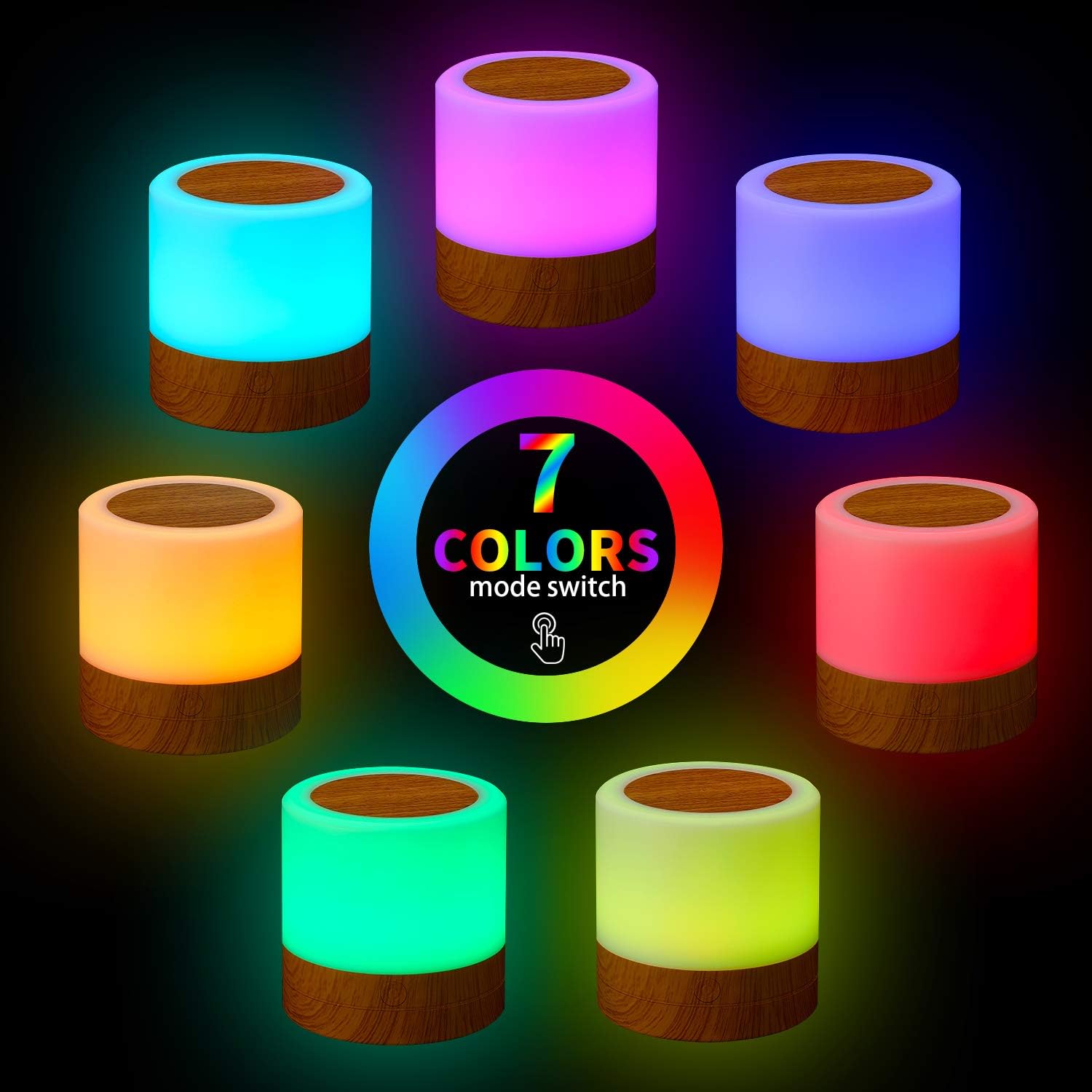 Nursery Night Light for Kids, USB Rechargeable Small Desk Lamp,13 RGB Colors & 4 Brightness & 1 Remote, Touch Bedside Cordless Table…
