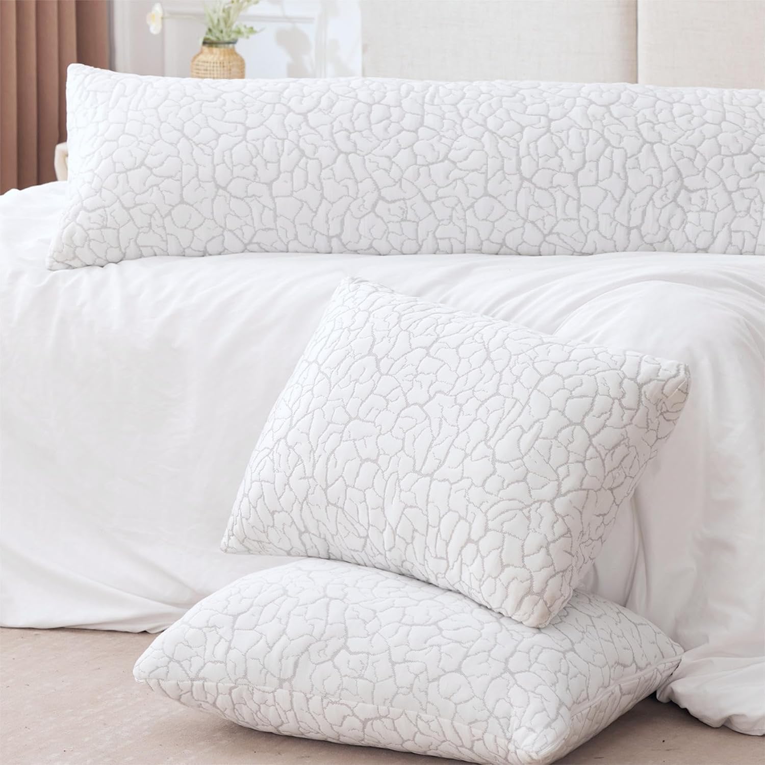 Wgakced Cooling Pillows for Sleeping 1 Pack, Standard Size Adjustable Shredded Memory Foam Pillows, Firm Bed Pillows for Side, Back, Stomac…