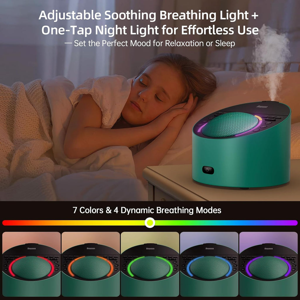 Dedicatedtoyourbettersleep Sound Machine & Aroma Diffuser Pro 4-in-1 Sleep System, Metal Shell with Schumann Resonance &Night Light, White…