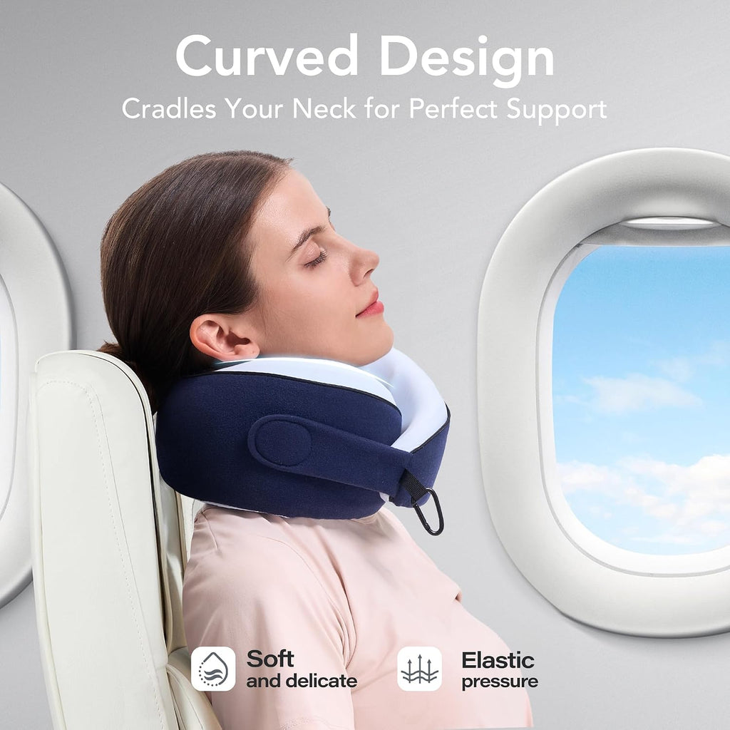 KPNEOL Travel Pillow, 100% Pure Memory Foam Travel Neck Pillow Airplane Neck Support Ergonomic Design for Traveling Suitable for…