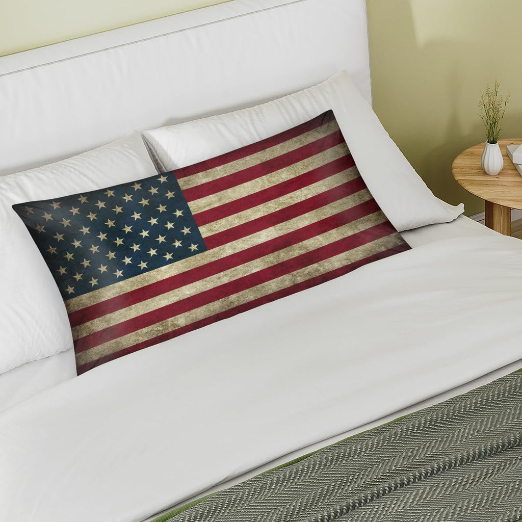 Flag Retro American Satin Silk Pillowcase for Hair and Skin Pillow Cases King Size Soft Silk Pillow Case with Envelope Closure Print…