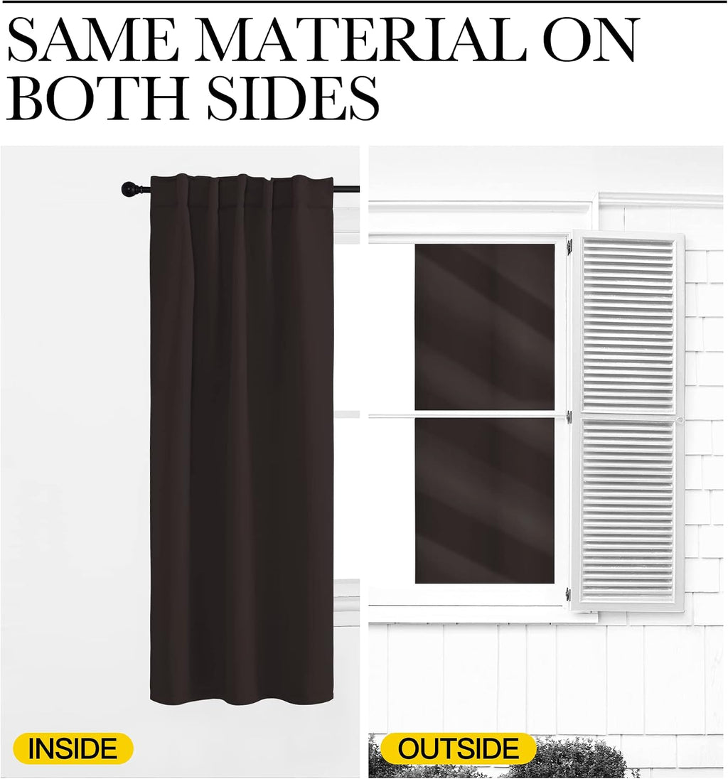 Nicetown Insulated Curtains Room Darkening Drapery Panels - (Toffee Brown Color) 52 inchesx72 inches, Set of 2 Pieces, Noise Reducing Room…