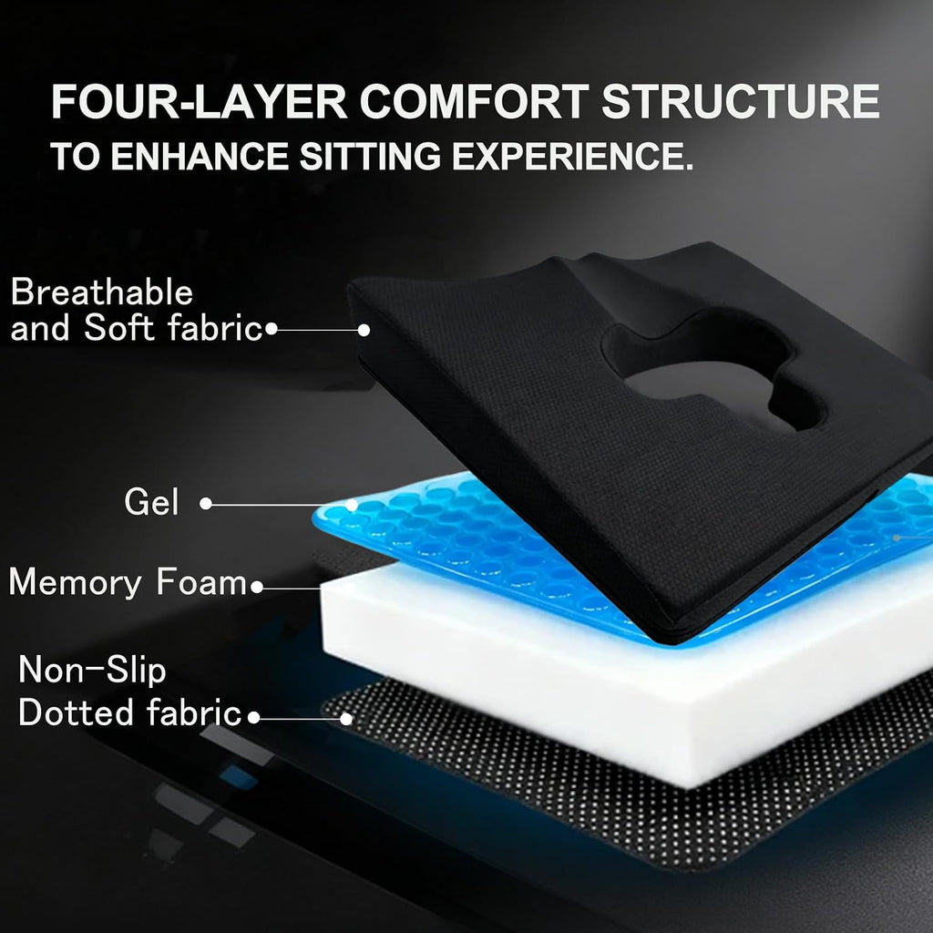 Rivquvi Gel Wheelchair Seat Cushion, Bed Sore Cushions for Butt, hemorrhoid pillow for Chair, Pressure Sore cushion, Memory Foam Butt Pi…