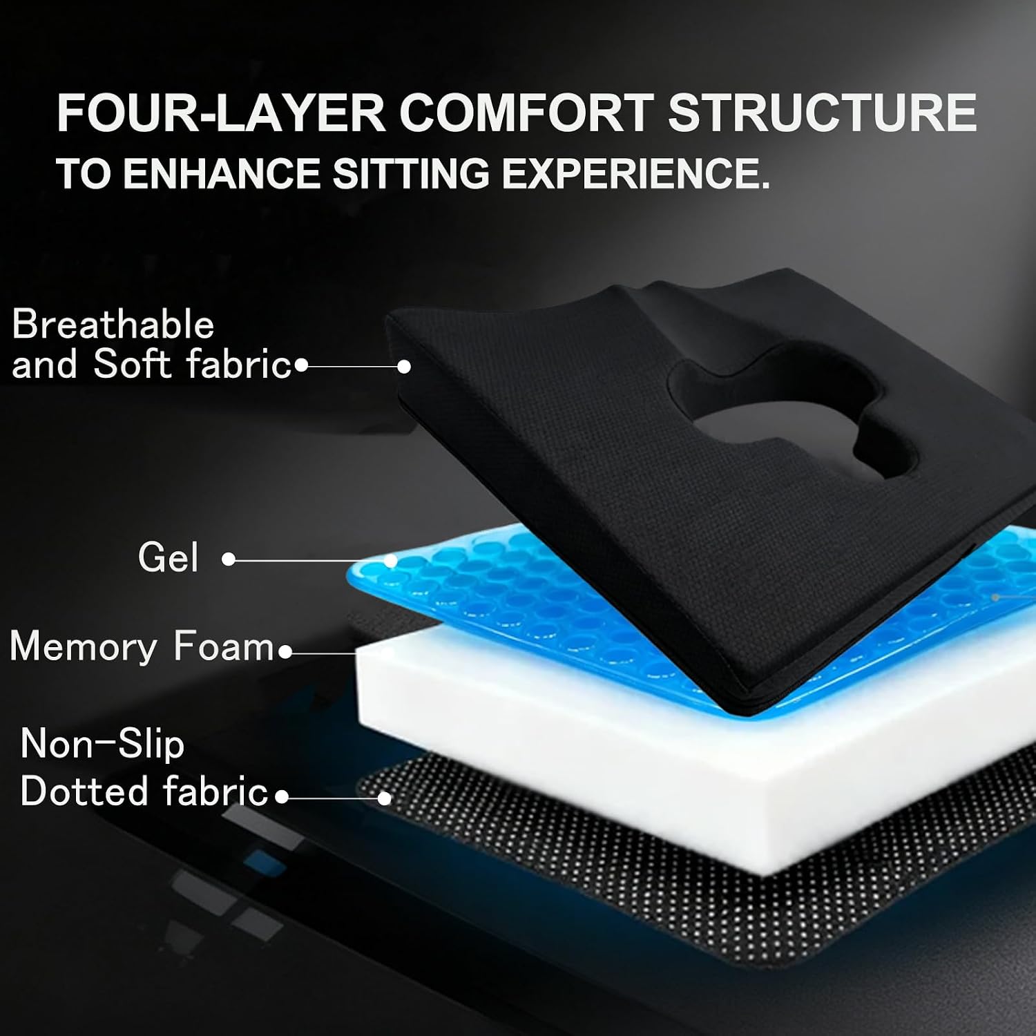 Rivquvi Gel Wheelchair Seat Cushion, Bed Sore Cushions for Butt, hemorrhoid pillow for Chair, Pressure Sore cushion, Memory Foam Butt Pi…