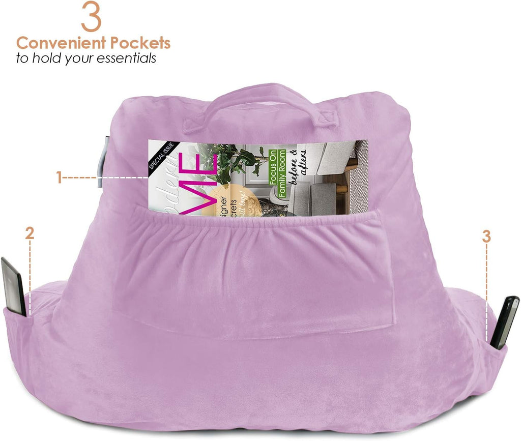 Nestl Reading Pillow with Shredded Memory Foam, Designed for Sitting Up in Bed and Couch, Back and Arms Adjustable Support for Adult &…