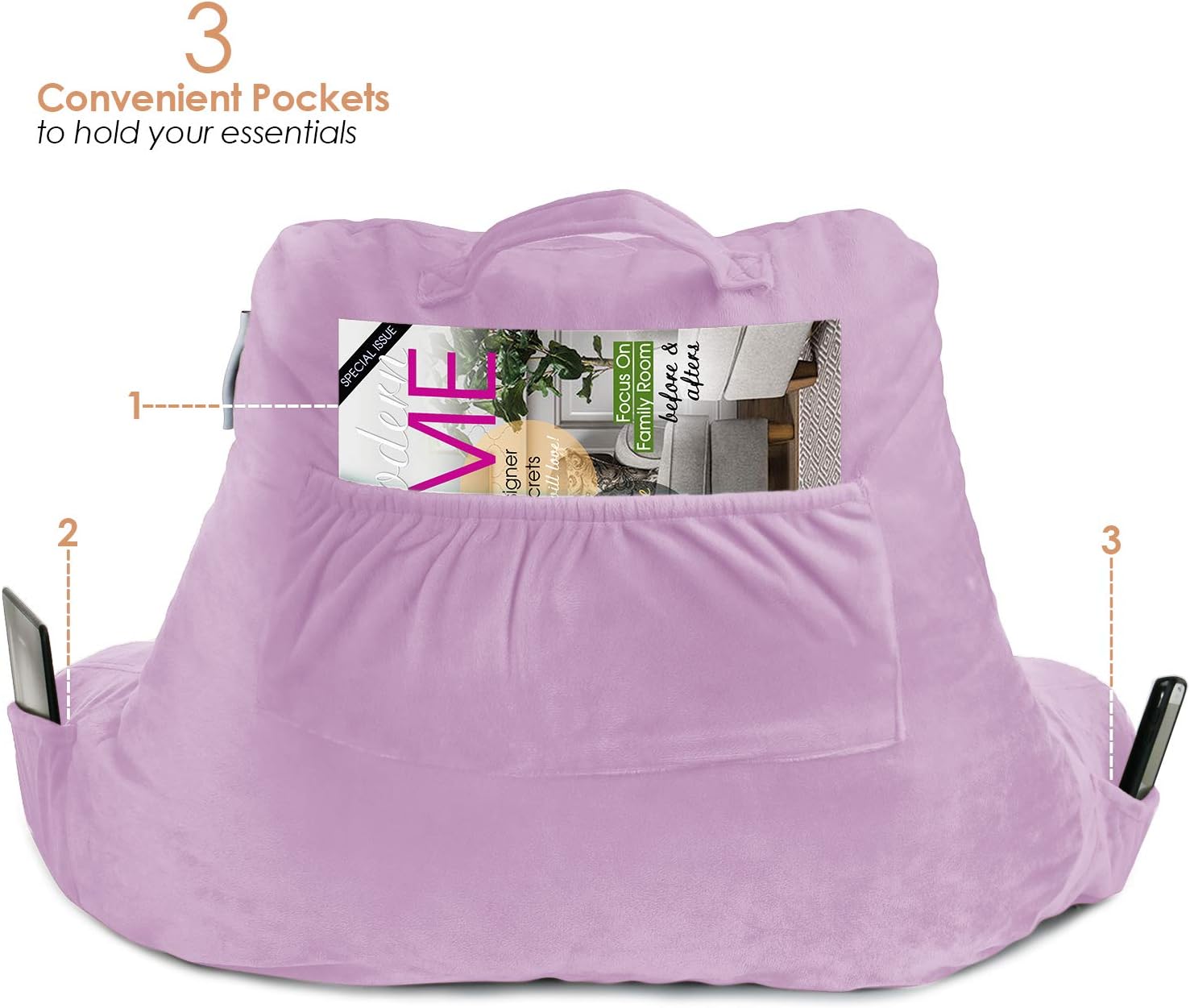 Nestl Reading Pillow with Shredded Memory Foam, Designed for Sitting Up in Bed and Couch, Back and Arms Adjustable Support for Adult &…