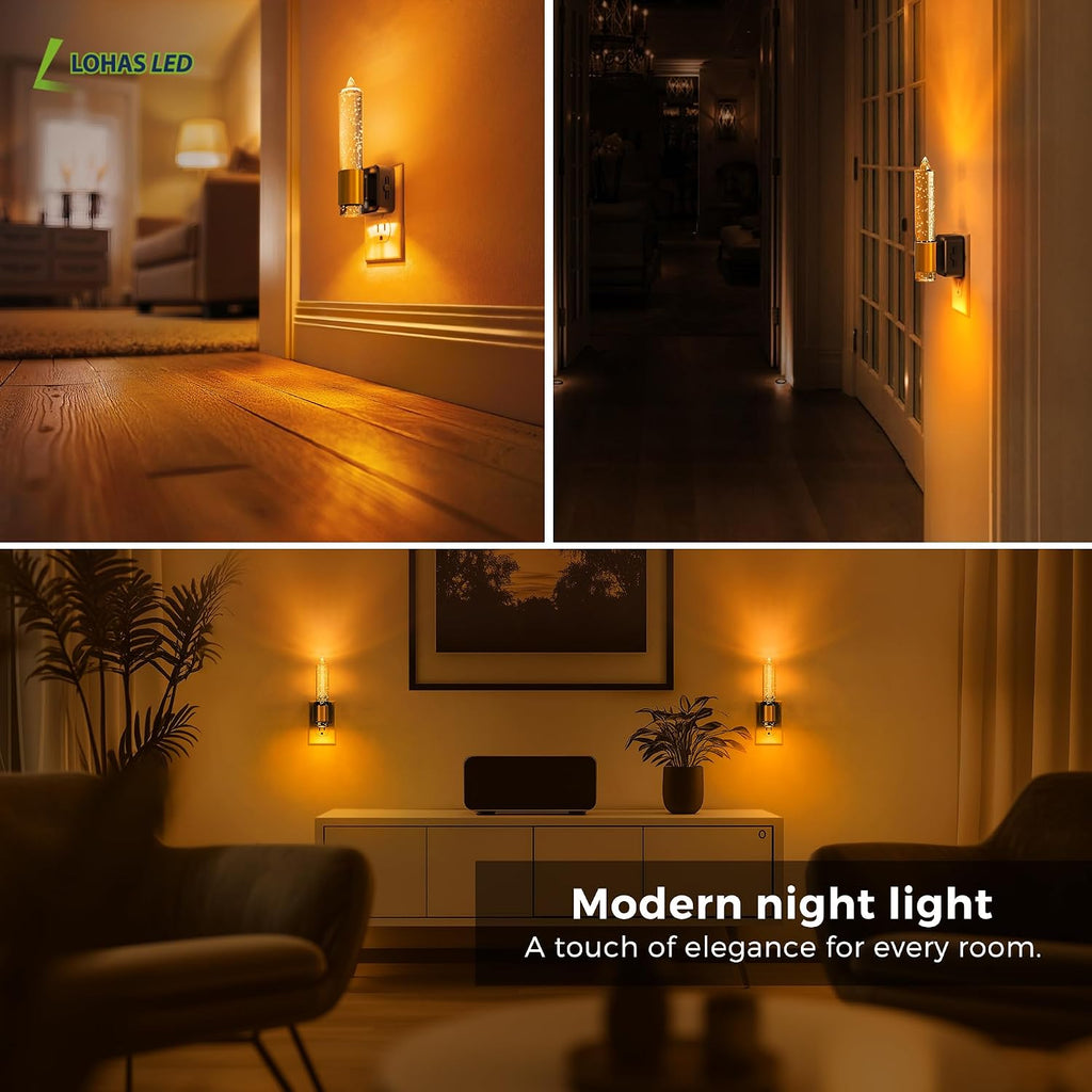 L LOHAS LED Night Light, Amber Candle Night Lights Plug into Wall,2 Pack 0-100 LM Dimmable Nightlight, Plug in Bubble Night Light with…