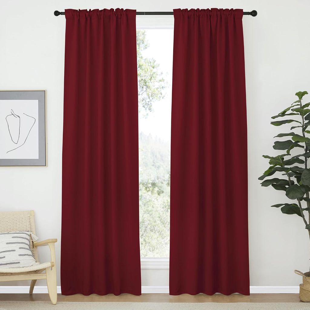 Nicetown Living Room Darkening Curtains - (Burgundy Red Color) W42 x L70, Set of 2, Home Decor Room Darkening Thermal Insulated Drapery Pan…