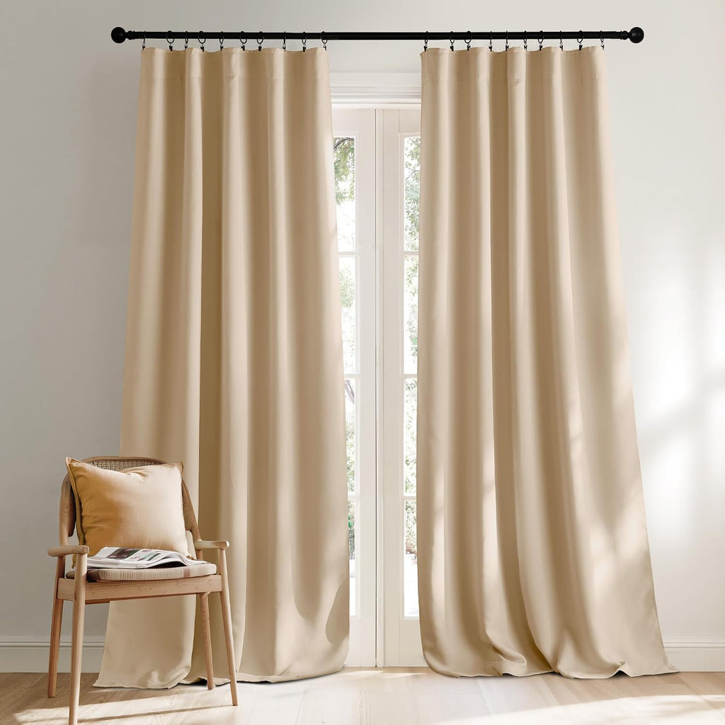 Nicetown Window Treatment Curtains Room Darkening Draperies - (Biscotti Beige) 52 Width X 95 Drop, Room Darkening Curtains and Drapes for B…